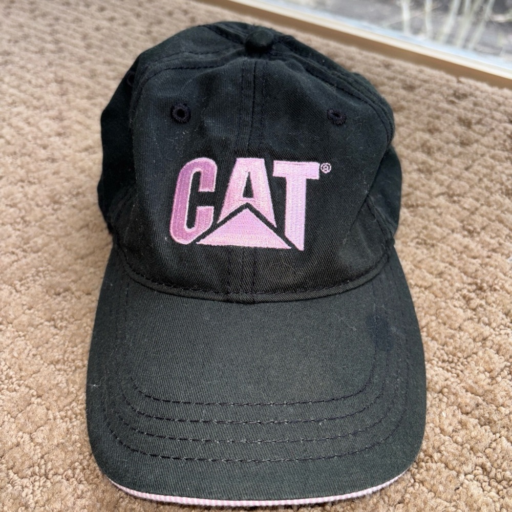 Girl youth CAT baseball cap embroidered purple pink black hat small mark